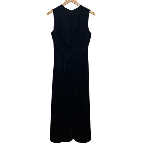 Lynn Lugo VTG Y2K Dress Silk Maxi Velvet Navy Sleeveless Evening Party Formal 6 - Picture 4 of 8